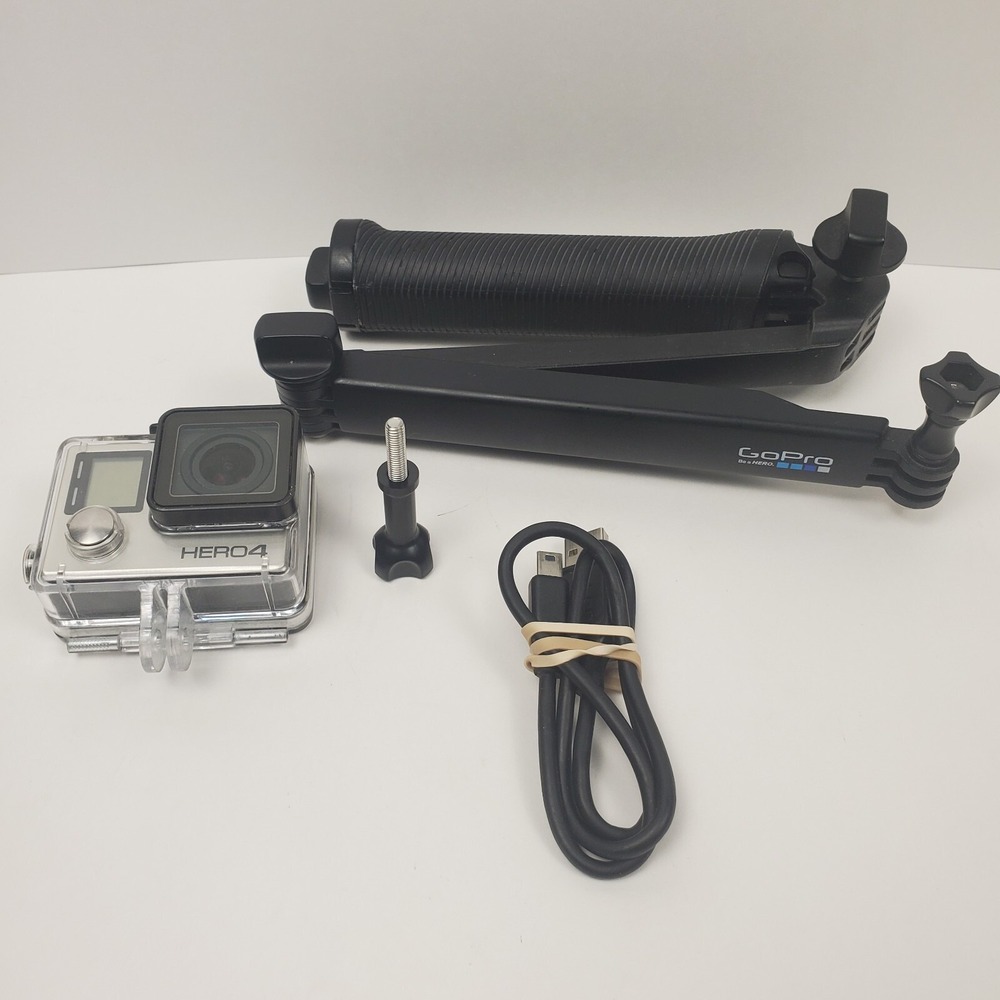 GoPro HERO4 Action Camera Battery Case Handle Tripod Tested Working